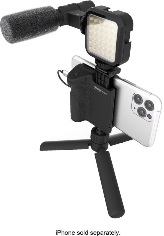 Vlogging Kit With Tripod Phone Holder Mini Microphone LED Fill Light Starter